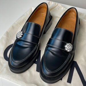 Ganni Embellished Leather Loafers